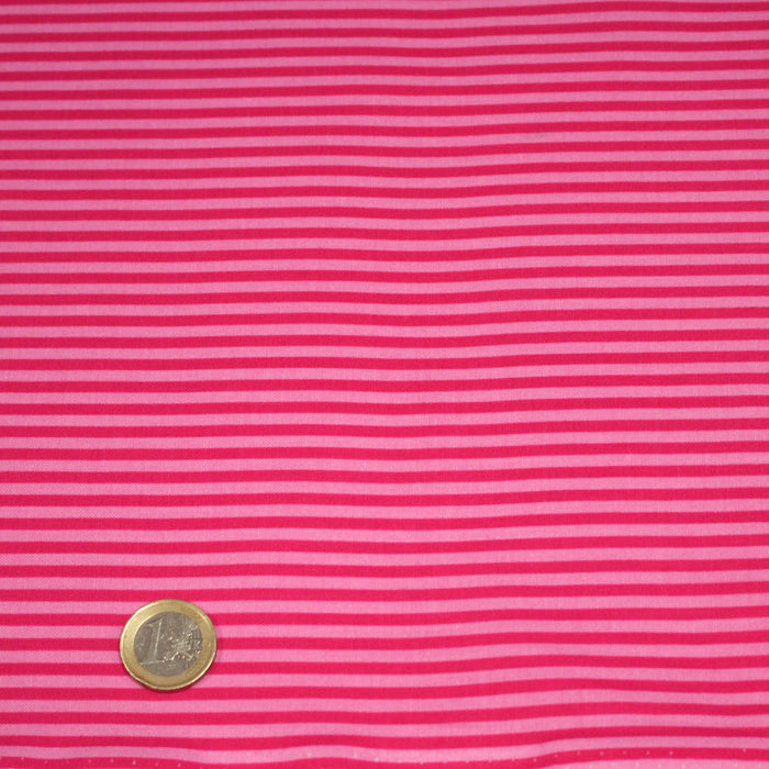 Tissu cotonnade aux rayures rose magenta et rose, 3mm