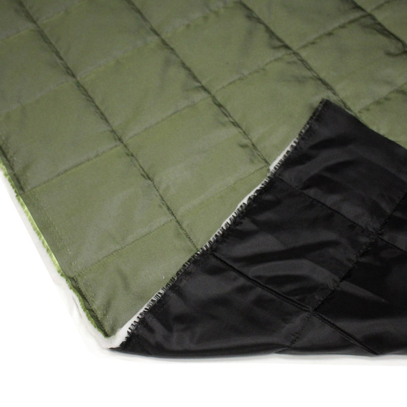 Tissu matelassé recto vert kaki, verso noir - Fabrication italienne - TissusPapi.com
