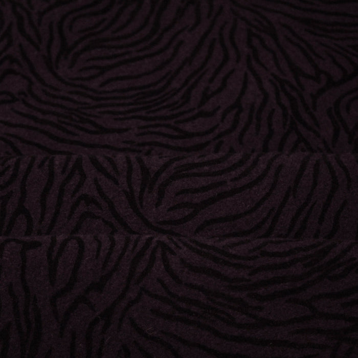 Tissu Drap de laine violet aubergine aux fines rayures zébrées - Fabrication italienne