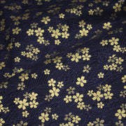 Tissu coton motif japonais vagues & fleurs sakura dorées : Bleu ou rouge - COLLECTION JAPON DORÉ - TissusPapi.com