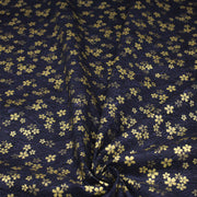 Tissu coton motif japonais vagues & fleurs sakura dorées : Bleu ou rouge - COLLECTION JAPON DORÉ - TissusPapi.com