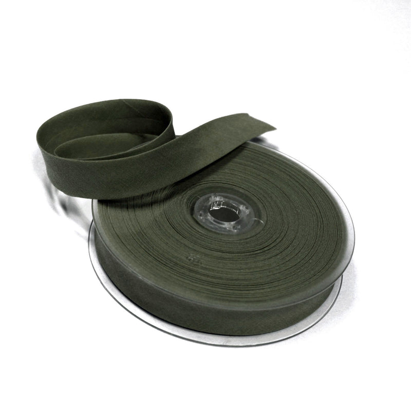 Biais de coton vert kaki uni - Galette de 25 mètres - TissusPapi.com