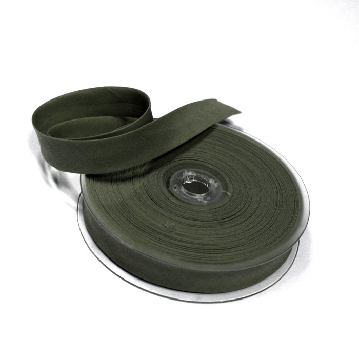 Biais de coton vert kaki uni - Galette de 25 mètres - TissusPapi.com