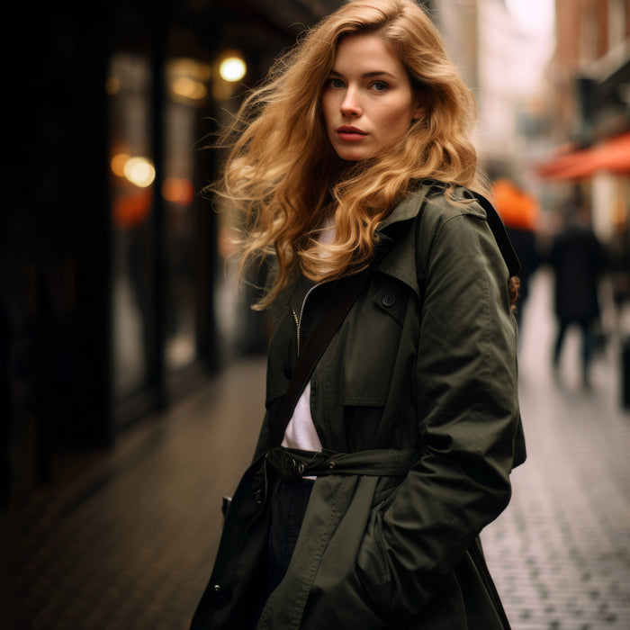 Tissu Gabardine fine 100% coton vert kaki - Fabrication française