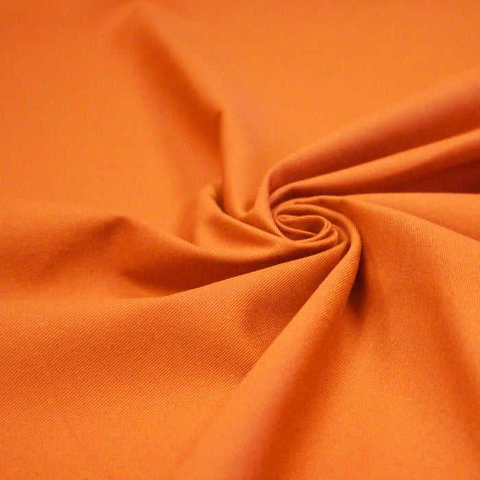 Tissu gabardine de coton LUXE - sergé de coton orange - 280gr-m2 - Fabrication française - Oeko-Tex