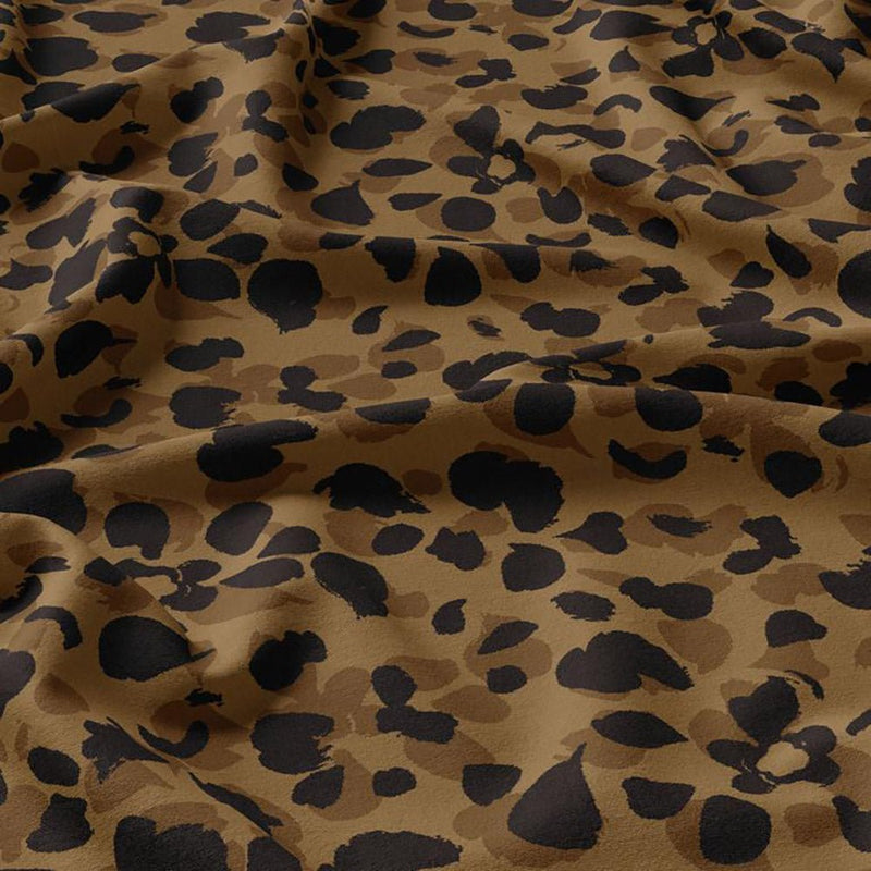 Tissu Viscose fluide KODKOD, motif pelage léopard marron, chocolat et noir - OEKO - TEX STANDARD 100 - TissusPapi.com
