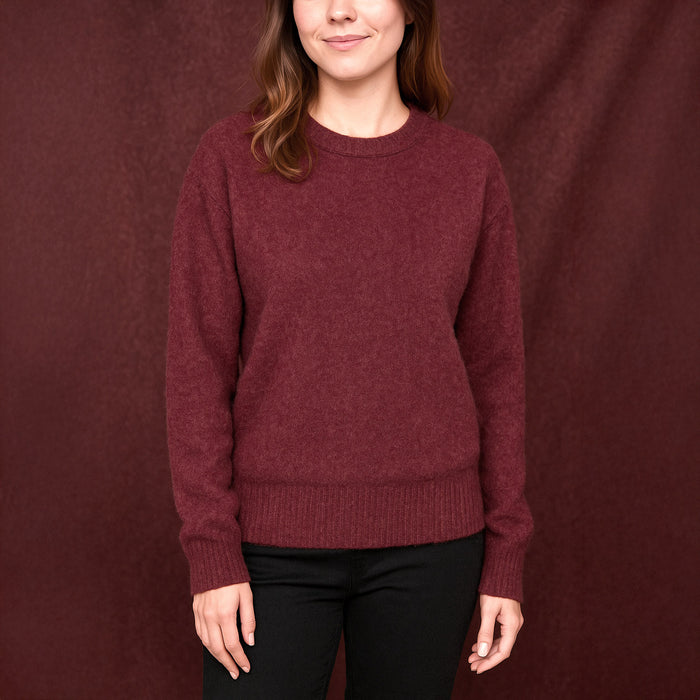 Tissu laine Habillement maille angora rouge bordeaux uni