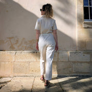 Tissu Gabardine coton élasthanne écru uni - Fabrication italienne - TissusPapi.com