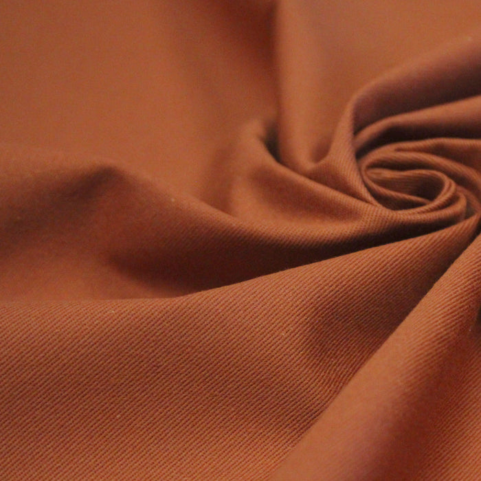 Tissu sergé de coton LUXE orange rouille - Fabrication française - OEKO-TEX