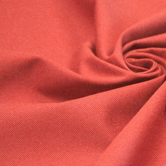 Tissu sergé de coton LUXE rose sorbet - Fabrication française - OEKO-TEX