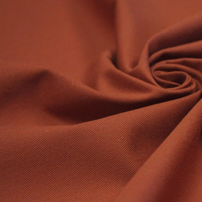 Tissu sergé de coton LUXE orange Terracotta - Fabrication française - OEKO-TEX