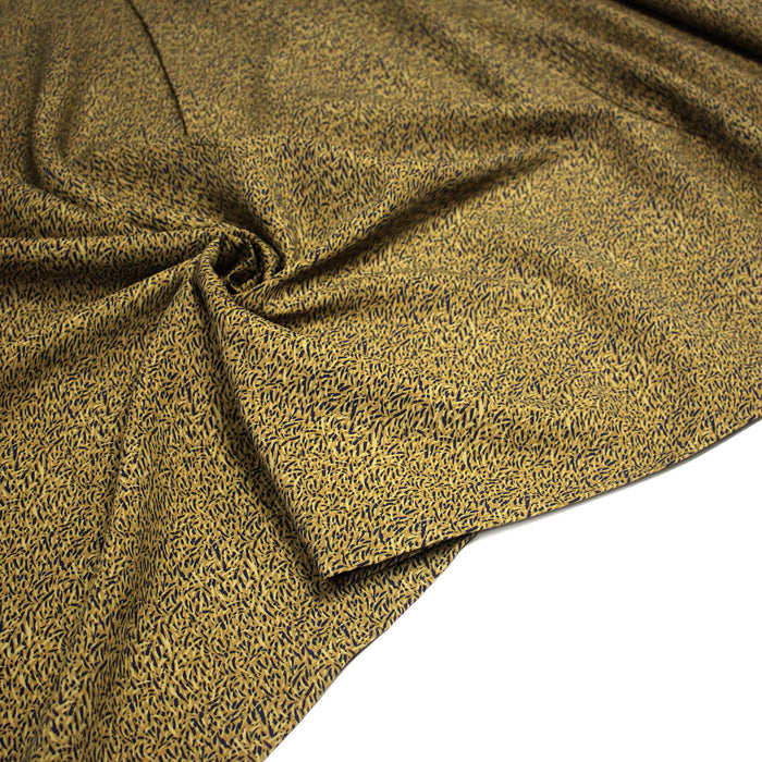 Tissu popeline de viscose faux-uni ocre & noir - Fabrication française - OEKO-TEX