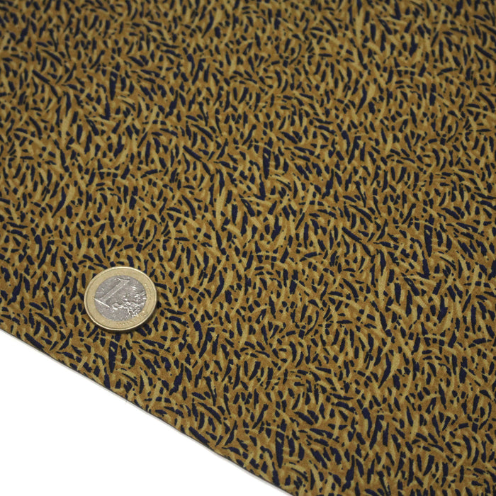 Tissu popeline de viscose faux-uni ocre & noir - Fabrication française - OEKO-TEX