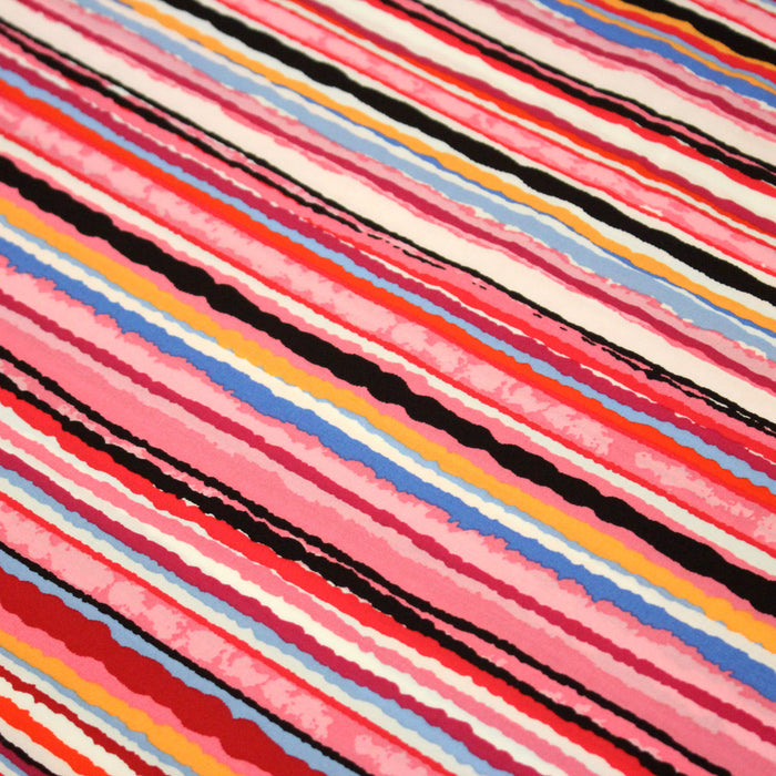 Tissu popeline de viscose aux rayures multicolore - Fabrication française - OEKO-TEX