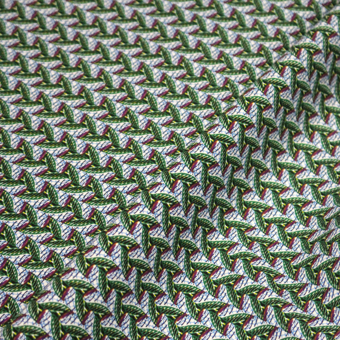 Tissu popeline de viscose motif wax aux tons verts, bleus et rouges - Fabrication française - OEKO-TEX