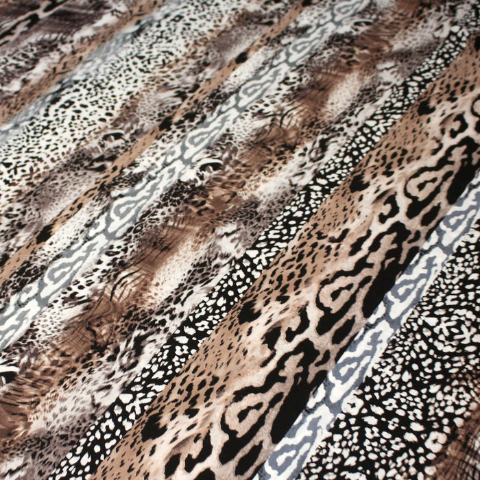 Tissu popeline de viscose motif léopard noir & sepia - Fabrication française - OEKO-TEX