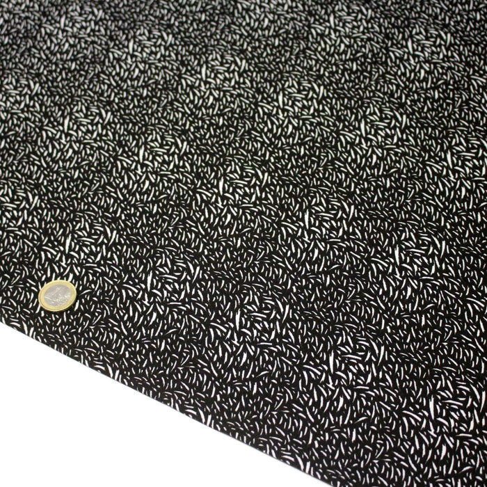 Tissu popeline de viscose faux-uni noir & blanc - Fabrication française - OEKO-TEX