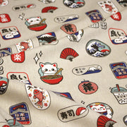 Tissu coton demi - natté façon lin aux motifs modernes japonais - OEKO - TEX - TissusPapi.com