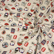 Tissu coton demi - natté façon lin aux motifs modernes japonais - OEKO - TEX - TissusPapi.com