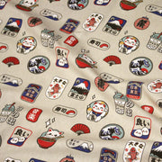 Tissu coton demi - natté façon lin aux motifs modernes japonais - OEKO - TEX - TissusPapi.com