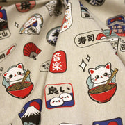 Tissu coton demi - natté façon lin aux motifs modernes japonais - OEKO - TEX - TissusPapi.com