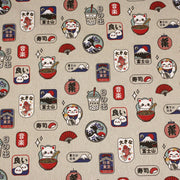Tissu coton demi - natté façon lin aux motifs modernes japonais - OEKO - TEX - TissusPapi.com