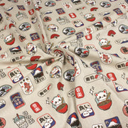 Tissu coton demi - natté façon lin aux motifs modernes japonais - OEKO - TEX - TissusPapi.com