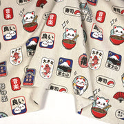 Tissu coton demi - natté façon lin aux motifs modernes japonais - OEKO - TEX - TissusPapi.com