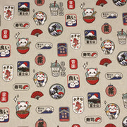 Tissu coton demi - natté façon lin aux motifs modernes japonais - OEKO - TEX - TissusPapi.com