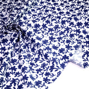 Tissu cotonnade aux fleurs japonaise & dessins à l'encre de Chine : rouge, noir, bleu - OEKO - TEX - TissusPapi.com
