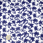Tissu cotonnade aux fleurs japonaise & dessins à l'encre de Chine : rouge, noir, bleu - OEKO - TEX - TissusPapi.com