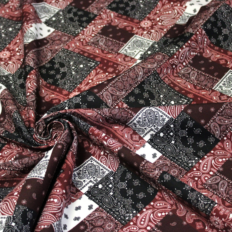 Tissu gabardine coton imprimée motif BANDANA paisley : nombreuses couleurs ! - OEKO-TEX STANDARD 100 - TissusPapi.com