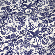 Tissu Toile de Jouy bleu forêt tropicale : cotonnade ou gabardine - OEKO - TEX - TissusPapi.com