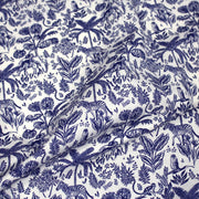 Tissu Toile de Jouy bleu forêt tropicale : cotonnade ou gabardine - OEKO - TEX - TissusPapi.com