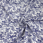 Tissu Toile de Jouy bleu forêt tropicale : cotonnade ou gabardine - OEKO - TEX - TissusPapi.com