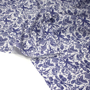 Tissu Toile de Jouy bleu forêt tropicale : cotonnade ou gabardine - OEKO - TEX - TissusPapi.com