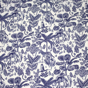 Tissu Toile de Jouy bleu forêt tropicale : cotonnade ou gabardine - OEKO - TEX - TissusPapi.com