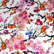 Tissu coton motif jardin japonais GUNMA aux oiseaux et fleurs de cerisier - OEKO - TEX - TissusPapi.com