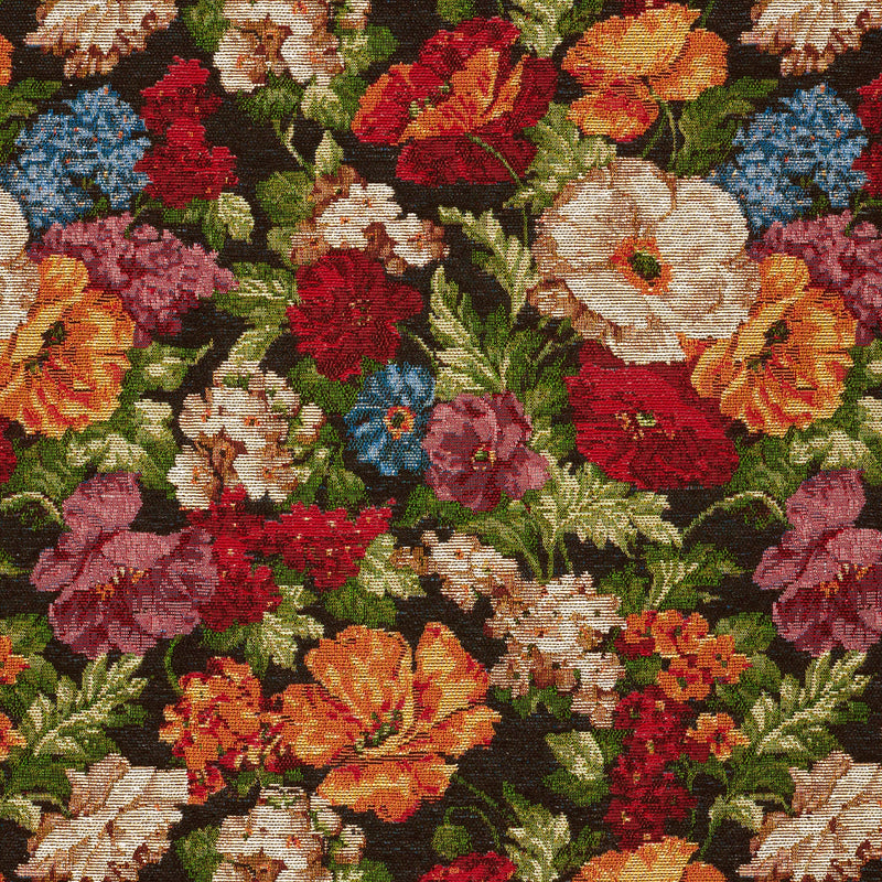 Tissu jacquard gobelin motif floral grandes fleurs multicolores - Idéal habillement, vestes/manteaux et ameublement -  STANDARD 100 OEKO-TEX