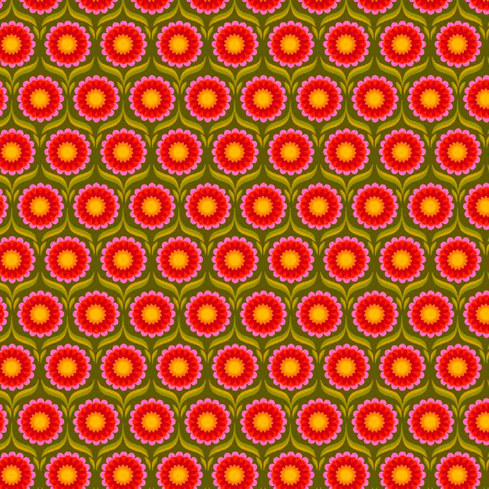 Tissu cotonnade aux fleurs SEVENTIES, trois couleurs dispos - OEKO - TEX STANDARD 100 - TissusPapi.com
