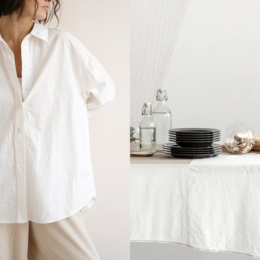 Tissu de lin blanc cassé - TissusPapi.com