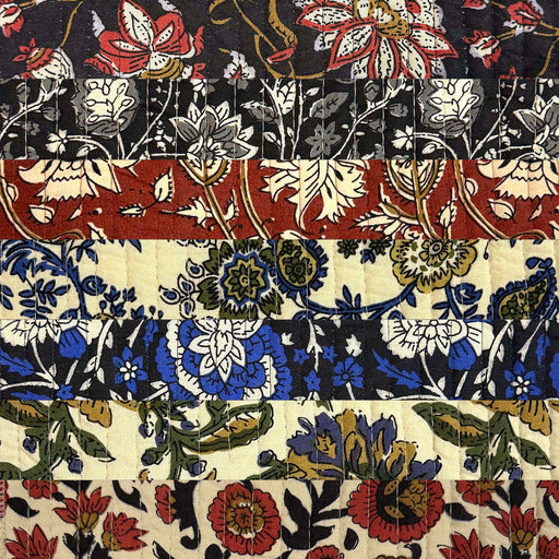 Tissu matelassé coton indien, motif traditionnel floral : nombreuses couleurs et fleuris au choix! - TissusPapi.com