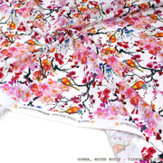 Tissu coton motif jardin japonais GUNMA aux oiseaux et fleurs de cerisier - OEKO - TEX - TissusPapi.com