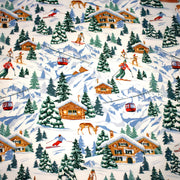 Tissu cotonnade Ski, chalets et montagnes enneigées - OEKO - TEX STANDARD 100 - TissusPapi.com