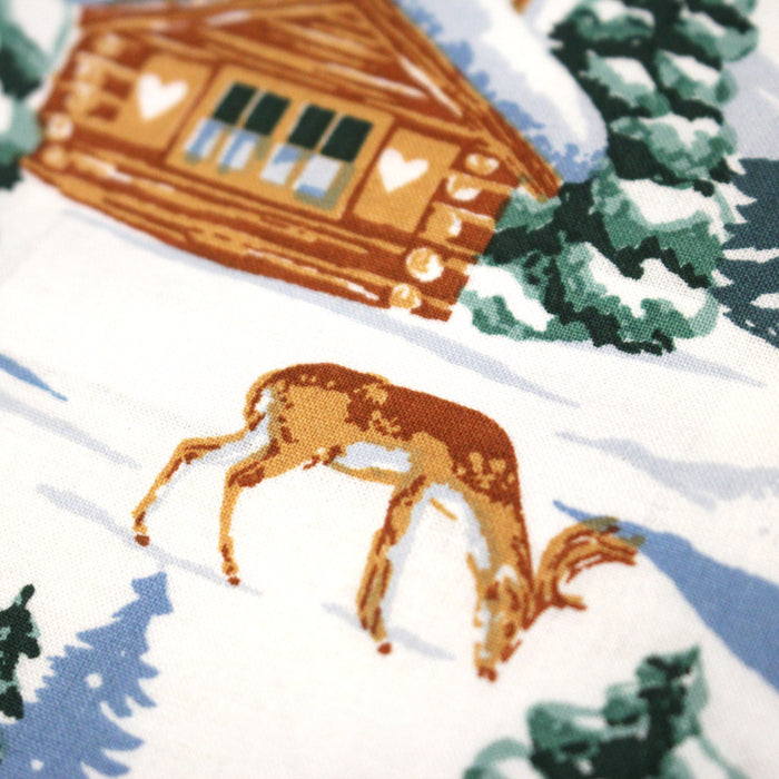 Tissu cotonnade Ski, chalets et montagnes enneigées - OEKO-TEX STANDARD 100 - TissusPapi.com