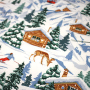 Tissu cotonnade Ski, chalets et montagnes enneigées - OEKO - TEX STANDARD 100 - TissusPapi.com