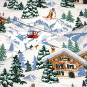 Tissu cotonnade Ski, chalets et montagnes enneigées - OEKO - TEX STANDARD 100 - TissusPapi.com