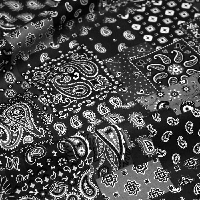 Tissu cotonnade, motif BANDANA paisley : rouge / bleu / vert / noir - OEKO - TEX STANDARD 100 - TissusPapi.com