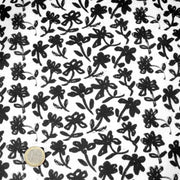 Tissu cotonnade aux fleurs japonaise & dessins à l'encre de Chine : rouge, noir, bleu - OEKO - TEX - TissusPapi.com