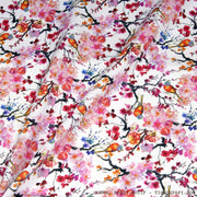 Tissu coton motif jardin japonais GUNMA aux oiseaux et fleurs de cerisier - OEKO - TEX - TissusPapi.com